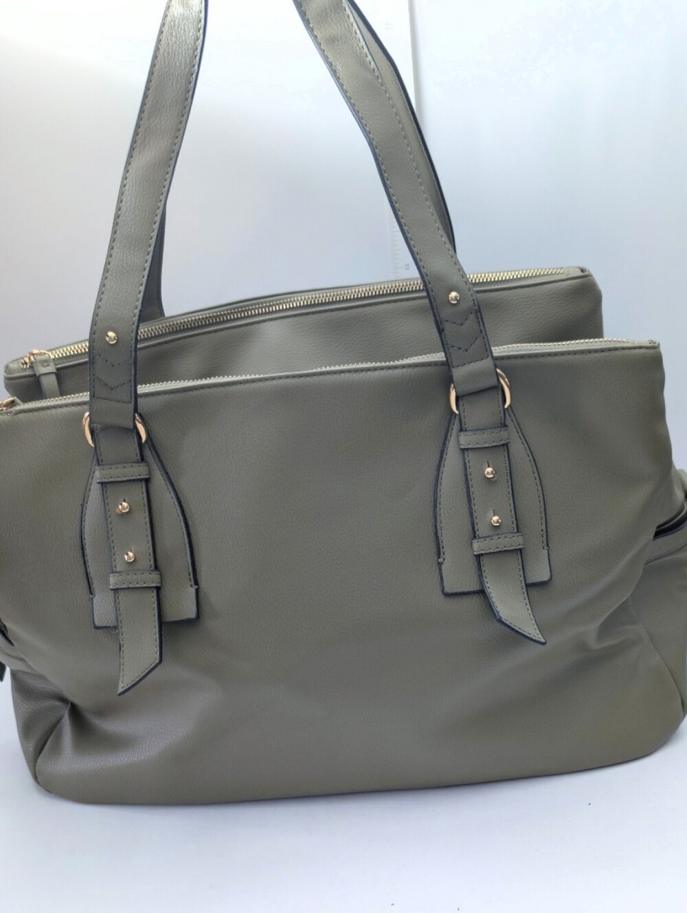 Classic Large Olive Sage Green Tote‎ Shoulder Bag Lightweight w Ample Storage